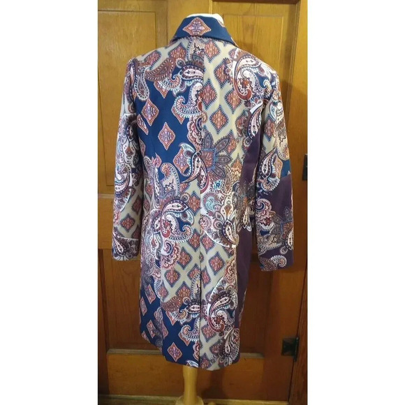 Chico’s Women’s Multicolor Patched Print Drama Coat New Sz 4 To 6 Chico's Sz 0 - Picture 6 of 12